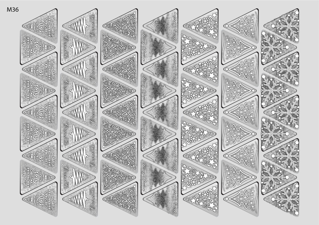 [Pack of Transfer Sheets] Triangle Christmas Decorations (7 designs ...