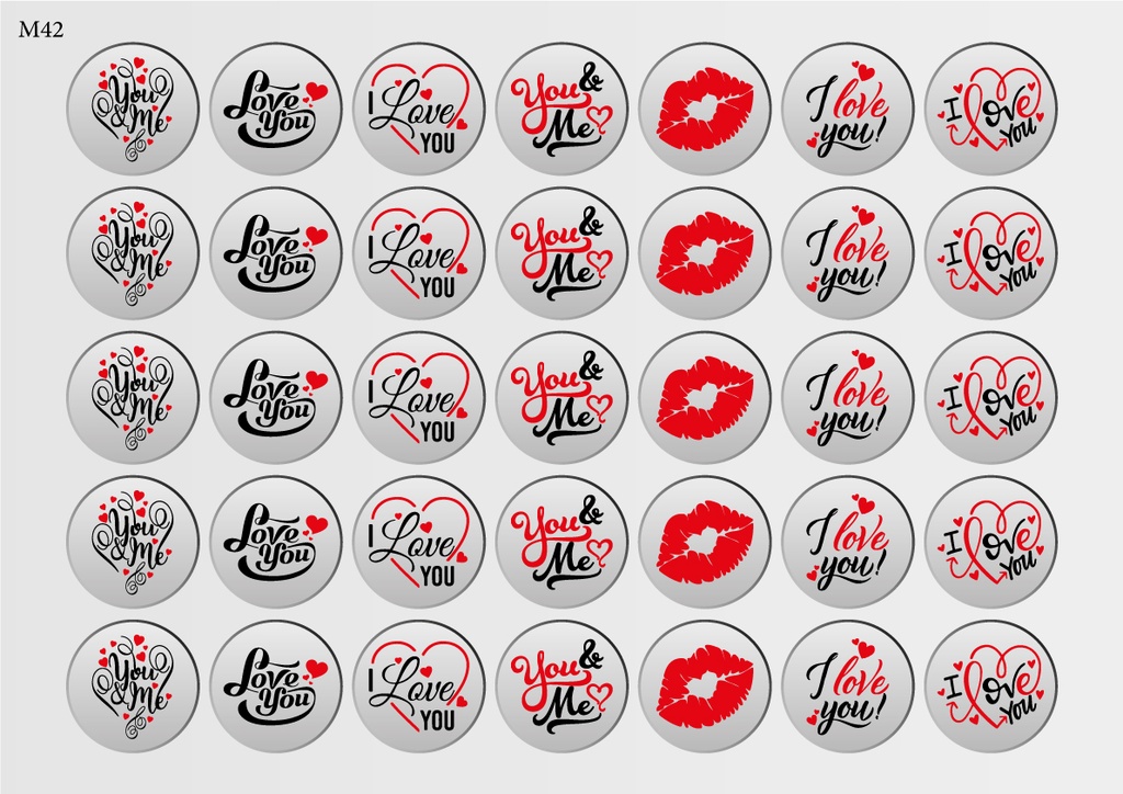 [Pack of Transfer Sheets] Round Valentine Decorations (7 designs) - Model 8