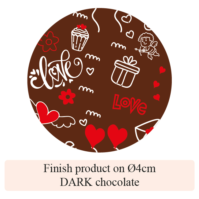 [Pack of Transfer Sheets] Valentine Love Baloon - 2 colors - for Dark chocolate - Model 2
