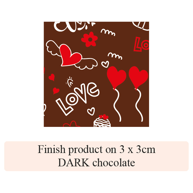 [Pack of Transfer Sheets] Valentine Love Baloon - 2 colors - for Dark chocolate - Model 2