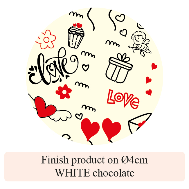 [Pack of Transfer Sheets] Valentine Love Baloon - 2 colors - for white chocolate - Model 2