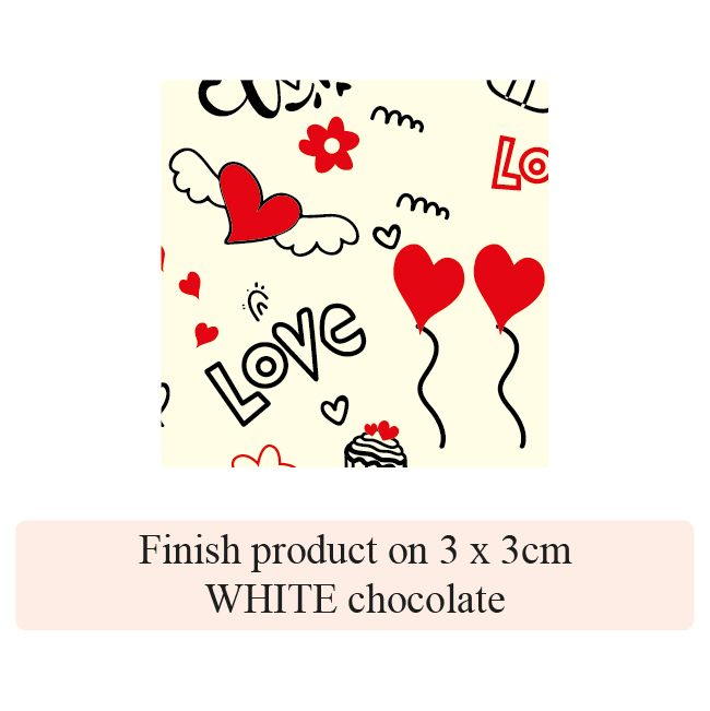 [Pack of Transfer Sheets] Valentine Love Baloon - 2 colors - for white chocolate - Model 2