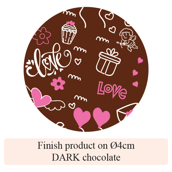 [Pack of Transfer Sheets] Valentine Love Baloon - 2 colors - for Dark chocolate - Model 1