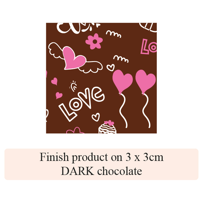 [Pack of Transfer Sheets] Valentine Love Baloon - 2 colors - for Dark chocolate - Model 1