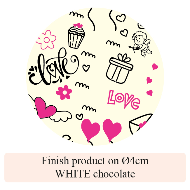 [Pack of Transfer Sheets] Valentine Love Baloon - 2 colors - for white chocolate - Model 1