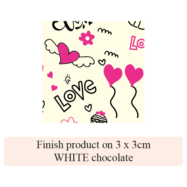 [Pack of Transfer Sheets] Valentine Love Baloon - 2 colors - for white chocolate - Model 1