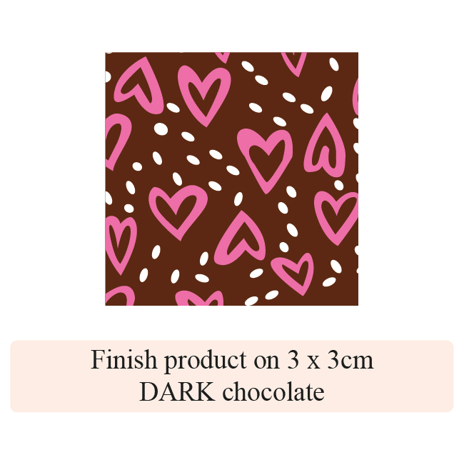 [Pack of Transfer Sheets] Valentine Love Island - 2 colors - for dark chocolate - Model 2