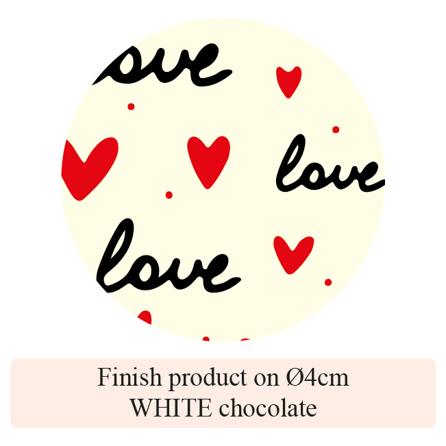 [Pack of Transfer Sheets] Valentine Love & Heart - 2 colors - for white chocolate