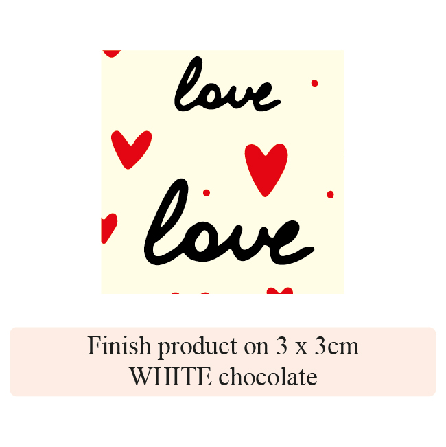 [Pack of Transfer Sheets] Valentine Love & Heart - 2 colors - for white chocolate