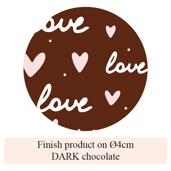 [Pack of Transfer Sheets] Valentine Love & Heart - 2 colors - for dark chocolate