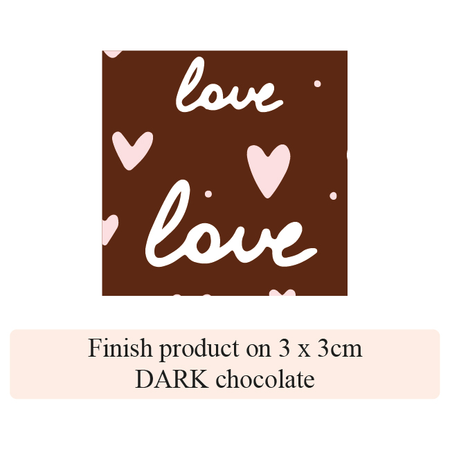 [Pack of Transfer Sheets] Valentine Love & Heart - 2 colors - for dark chocolate