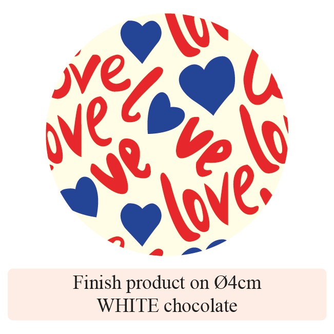 [Pack of Transfer Sheets] Valentine Love Rosie - 2 colors - for white & dark chocolate - Model 1