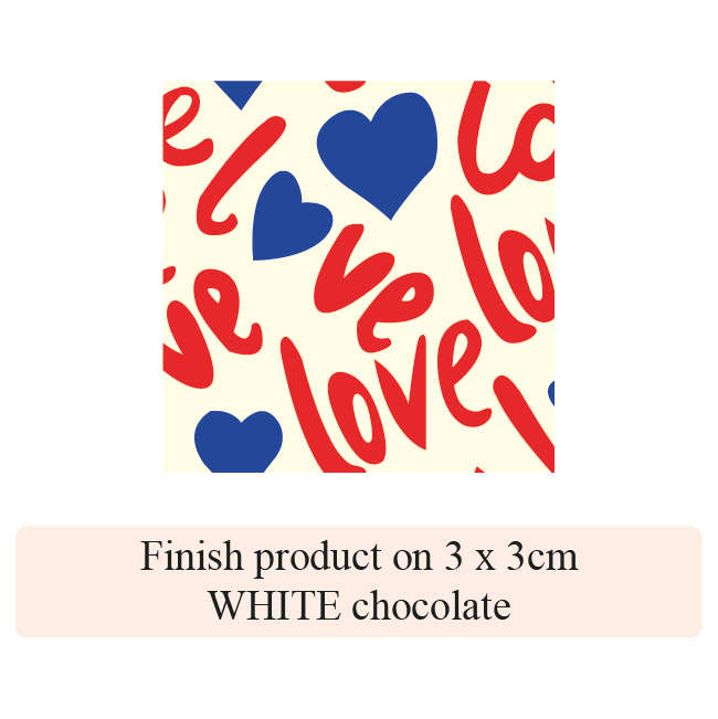 [Pack of Transfer Sheets] Valentine Love Rosie - 2 colors - for white & dark chocolate - Model 1