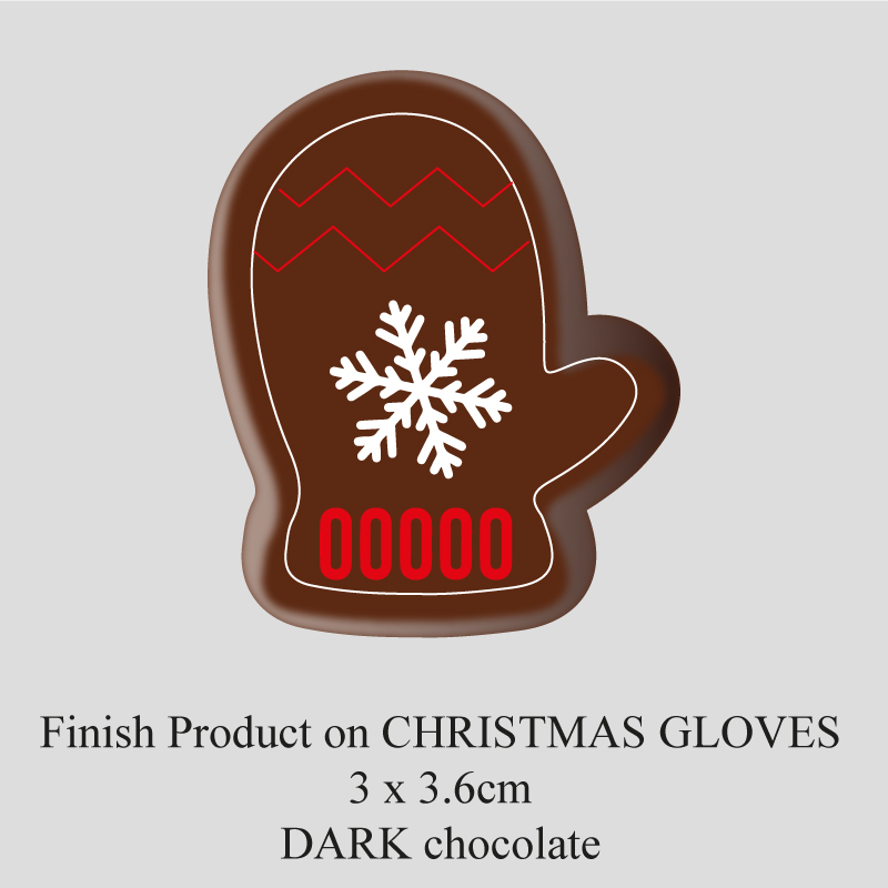 Chocolate Transfer Sheet - Dark Chocolate - Christmas Gloves