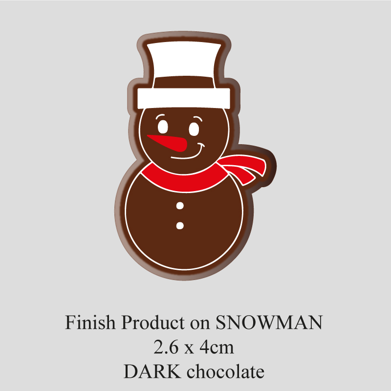 Chocolate Transfer Sheet - Dark Chocolate - Christmas Snowman