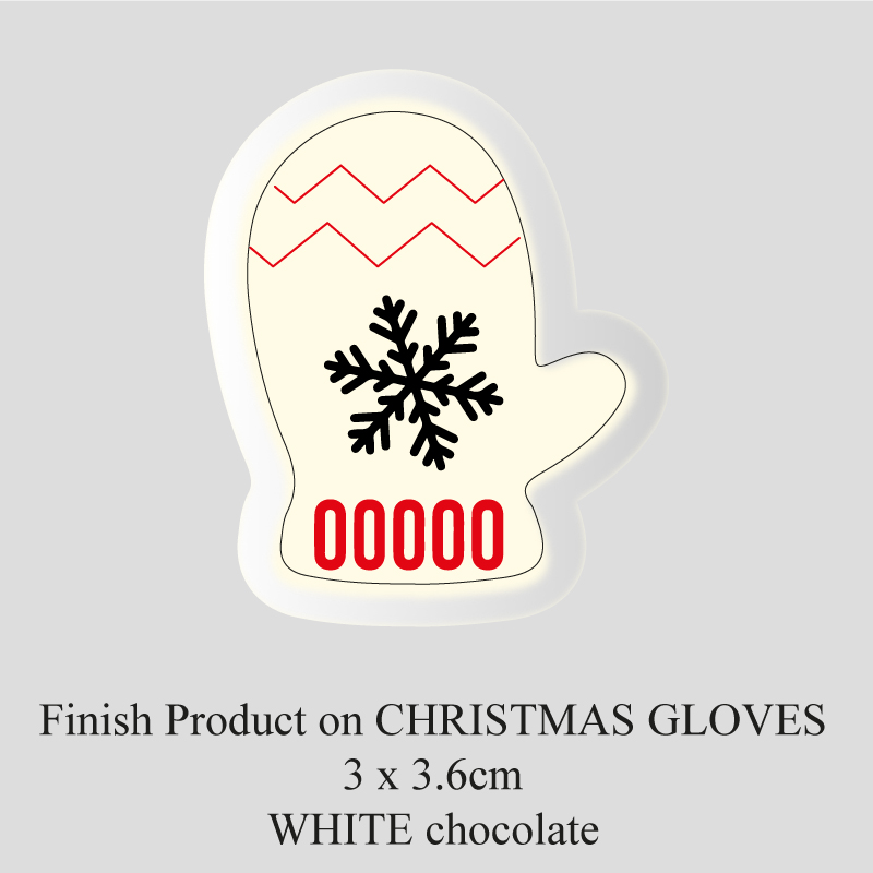 Chocolate Transfer Sheet - White Chocolate - Christmas Gloves