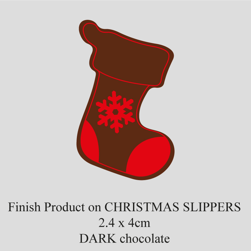 Chocolate Transfer Sheet - Dark Chocolate - Christmas Slippers