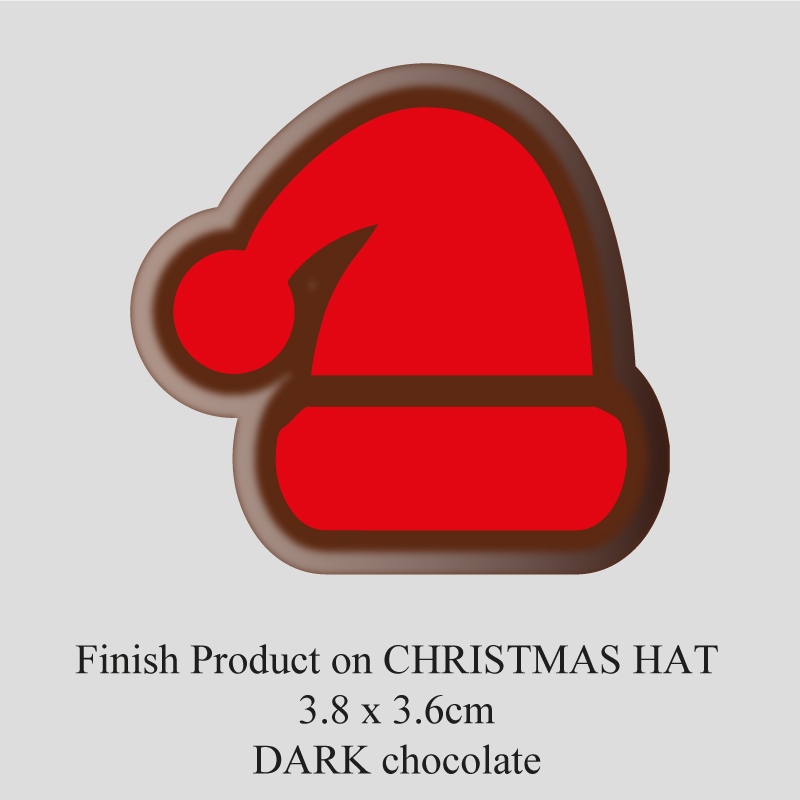 Chocolate Transfer Sheet - Dark Chocolate - Christmas Hat