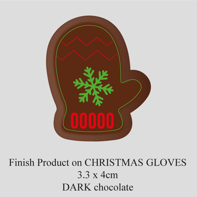 Chocolate Transfer Sheet - Dark Chocolate - Christmas Gloves