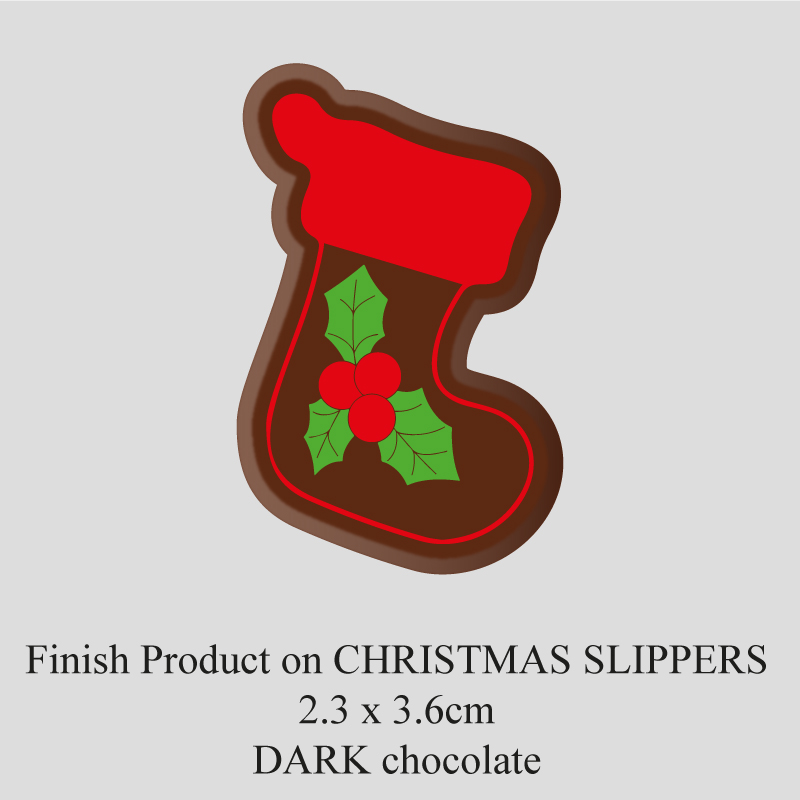 Chocolate Transfer Sheet - Dark Chocolate - Christmas Slippers