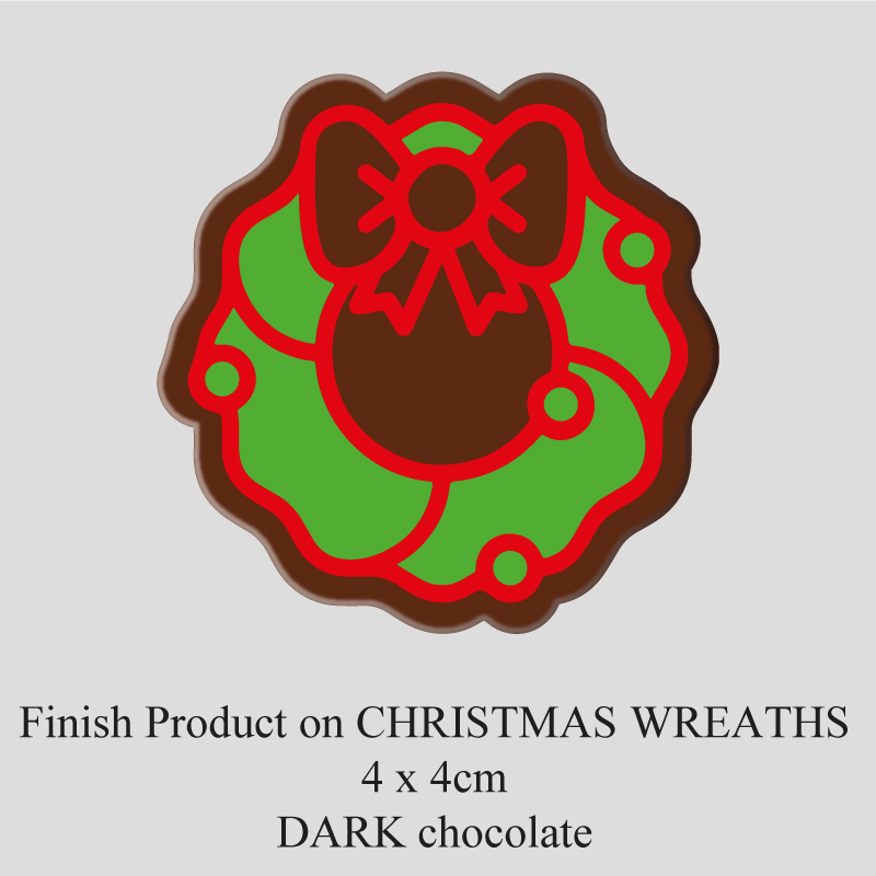 Chocolate Transfer Sheet - Dark Chocolate - Christmas Wreaths