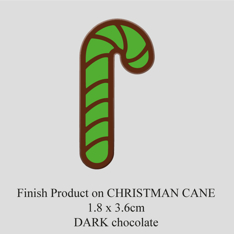 Chocolate Transfer Sheet - Dark Chocolate - Christmas Cane