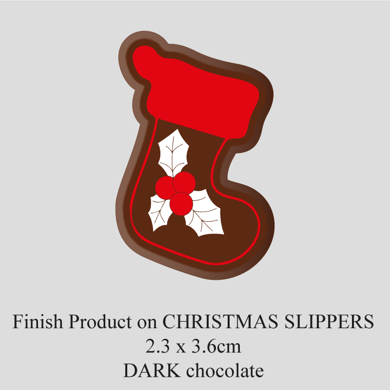 Chocolate Transfer Sheet - Dark Chocolate - Christmas Slippers