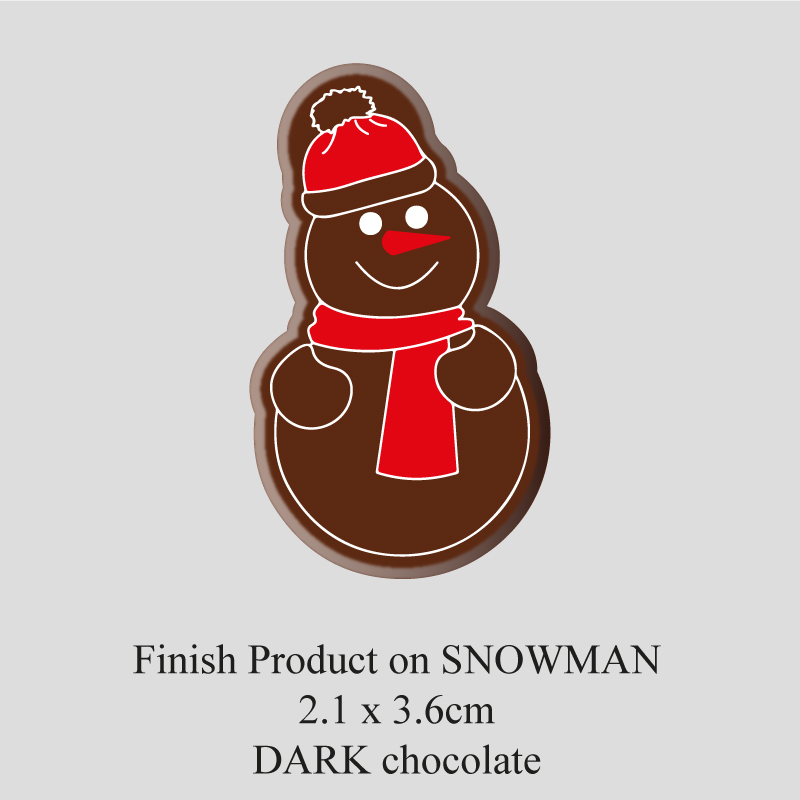 Chocolate Transfer Sheet - Dark Chocolate - Christmas Snowman