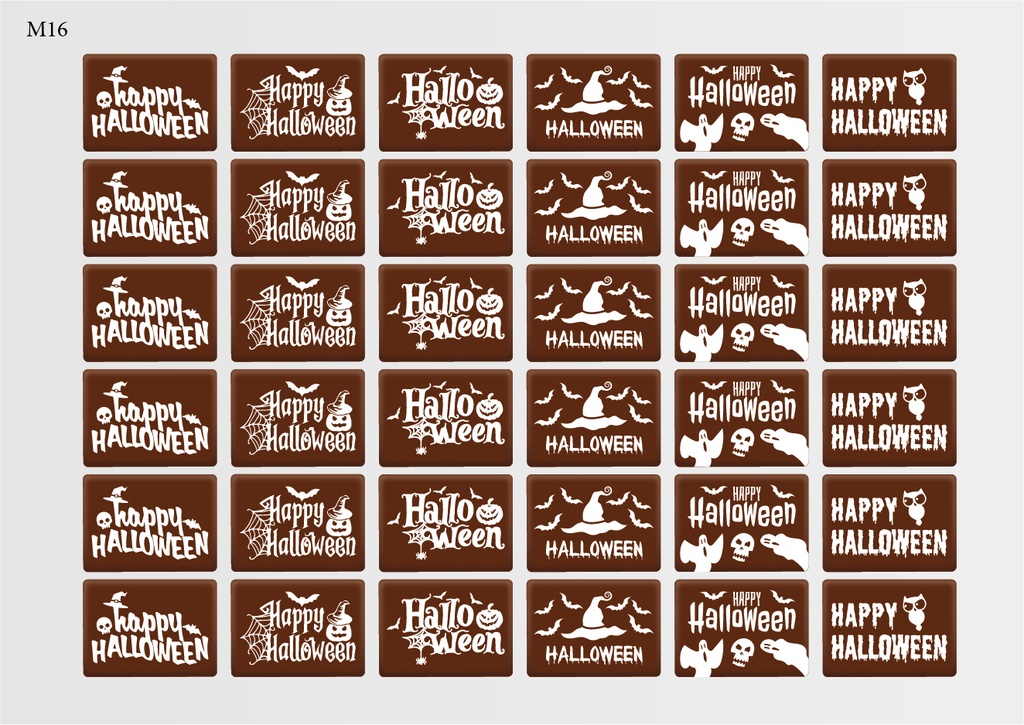 [Pack de feuilles de transfert] Décorations d'Halloween rectangulaires (6 motifs) - Modèle 3 - Disponible en orange, blanc et noir