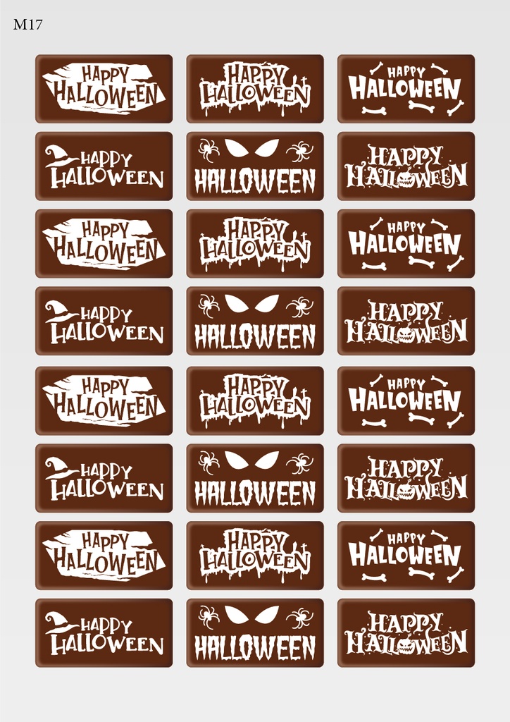 [Pack de feuilles de transfert] Décorations d'Halloween rectangulaires (6 motifs) - Modèle 4 - Disponible en orange, blanc et noir