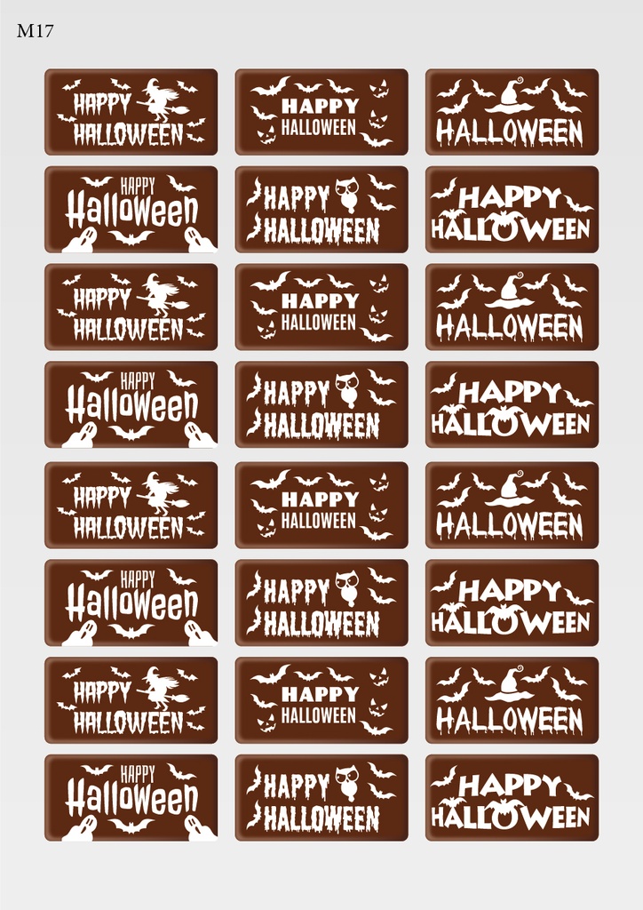 [Pack de feuilles de transfert] Décorations d'Halloween rectangulaires (6 motifs) - Modèle 5 - Disponible en orange, blanc et noir