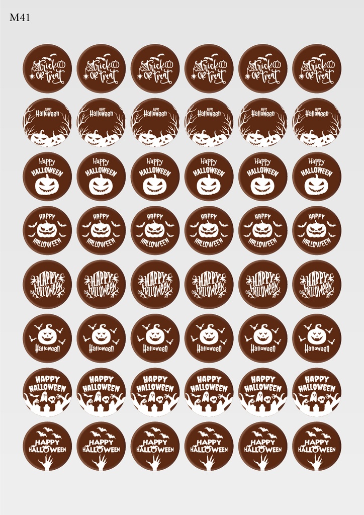 [Pack de Feuilles de Transfert] Décorations Halloween Rondes (8 motifs) - Modèle 1 - Disponible en Orange, Blanc et Noir