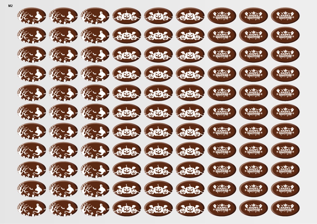 [Pack of Transfer Sheets] Oval Halloween Decorations (3 designs) - Model 2 - Available in Orange, White & Black