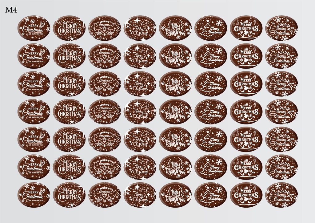 [Pack de feuilles de transfert] Décorations de Noël ovales (8 modèles) – Disponible en or, blanc, noir et rouge