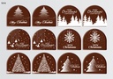 [Pack of Transfer Sheets] YULE LOG Christmas Decorations (6 designs) - Model 2 - Available in Gold, White, Black & Red