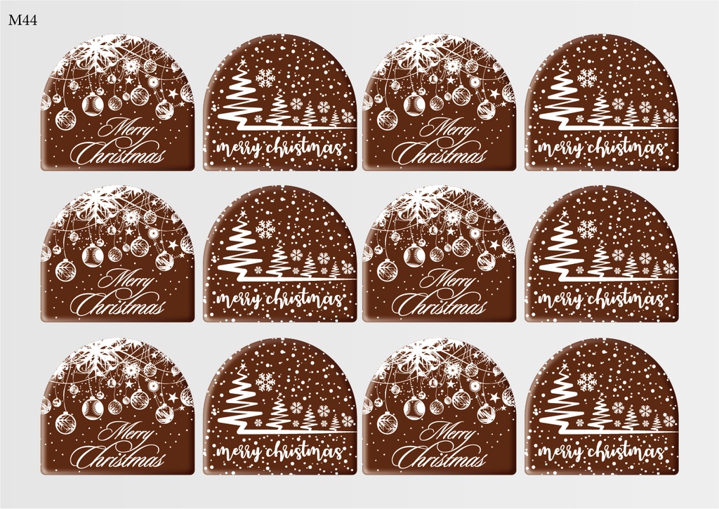 [Pack of Transfer Sheets] YULE LOG Christmas Decorations (6 designs) - Model 3 - Available in Gold, White, Black & Red