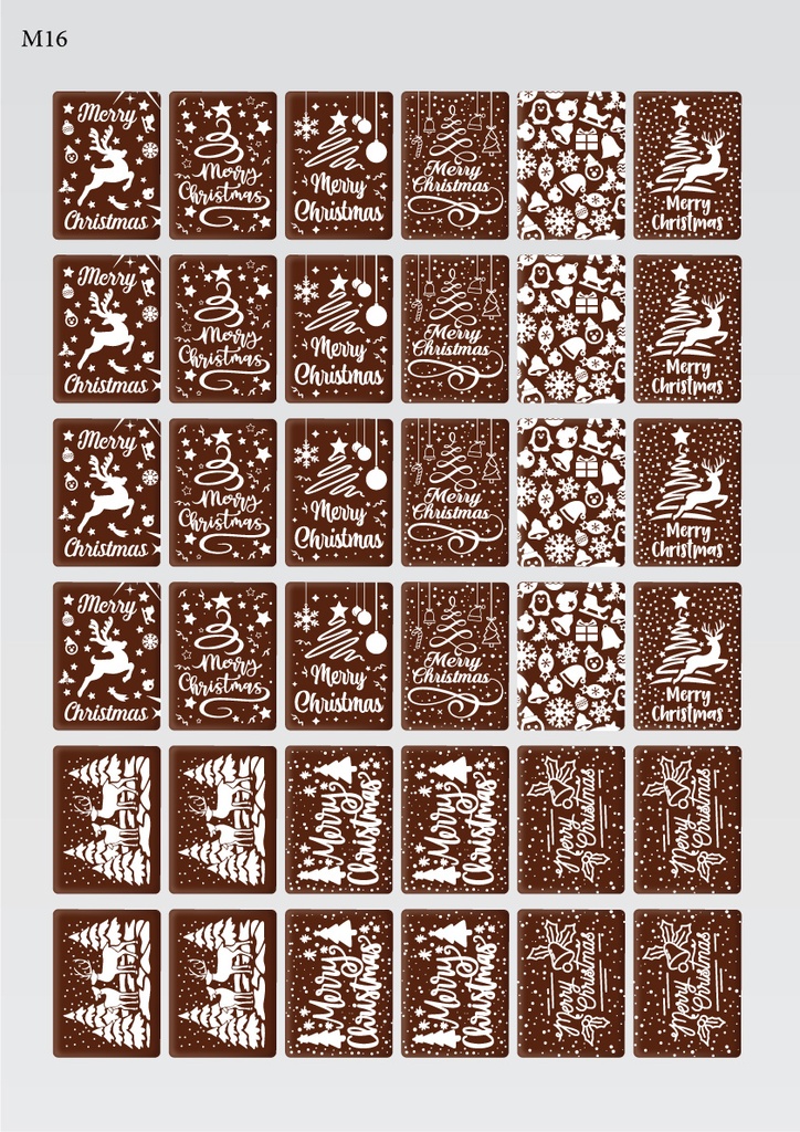[Pack de feuilles de transfert] Décorations de Noël rectangulaires (9 modèles) – Disponible en or, blanc, noir et rouge (White)