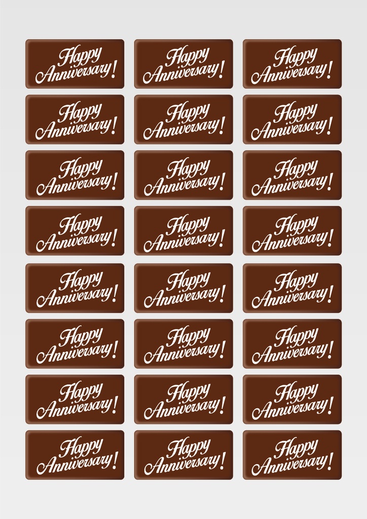[Pack of Transfer Sheets] Happy Anniversary! Chocolate Transfer Sheets - Available in Gold, White, Black & Red (White)