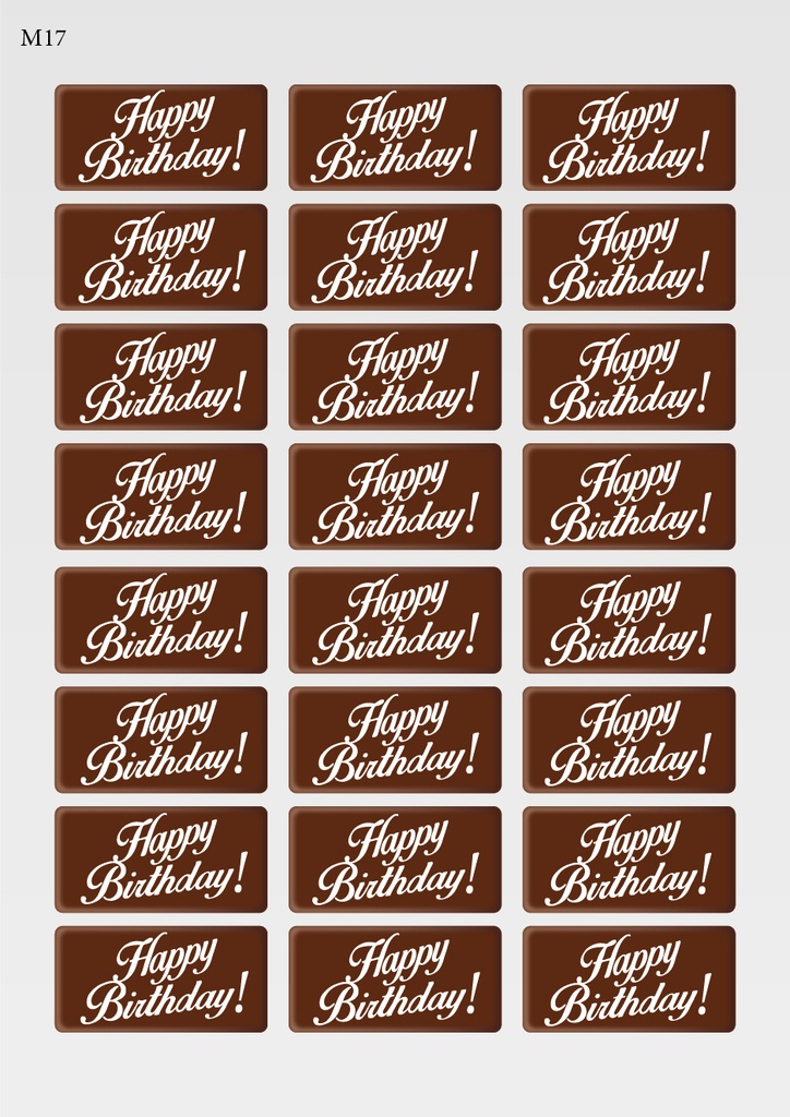[Pack of Transfer Sheets] Happy Birthday! Chocolate Transfer Sheets - Available in Gold, White, Black & Red (White)