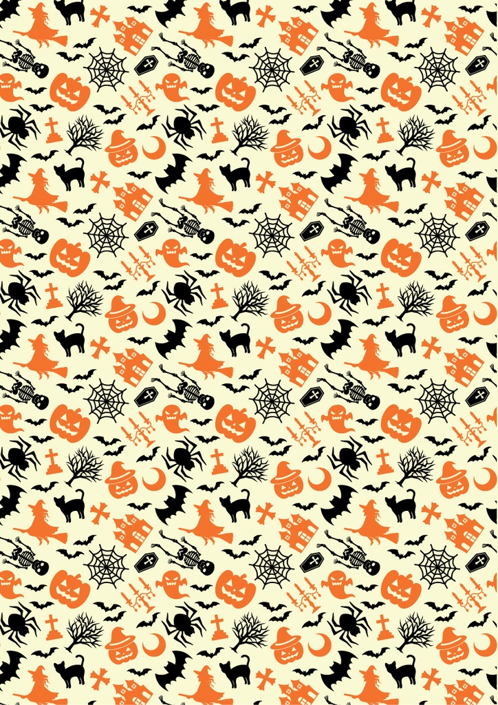[Pack de Feuilles de Transfert] Citrouille et Château d'Halloween - 2 couleurs - pour chocolat blanc