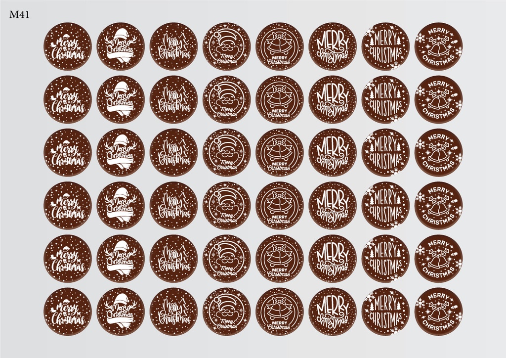 [Pack de Feuilles de Transfert] Décorations de Noël Rondes (8 motifs) - Modèle 4 - Disponible en Or, Blanc, Noir et Rouge