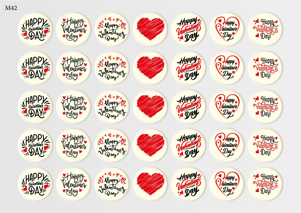 [Pack of Transfer Sheets] Round Valentine Decorations (7 designs) - Model 5
