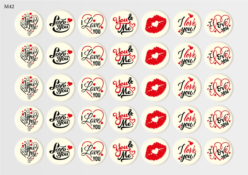 [Pack of Transfer Sheets] Round Valentine Decorations (7 designs) - Model 8