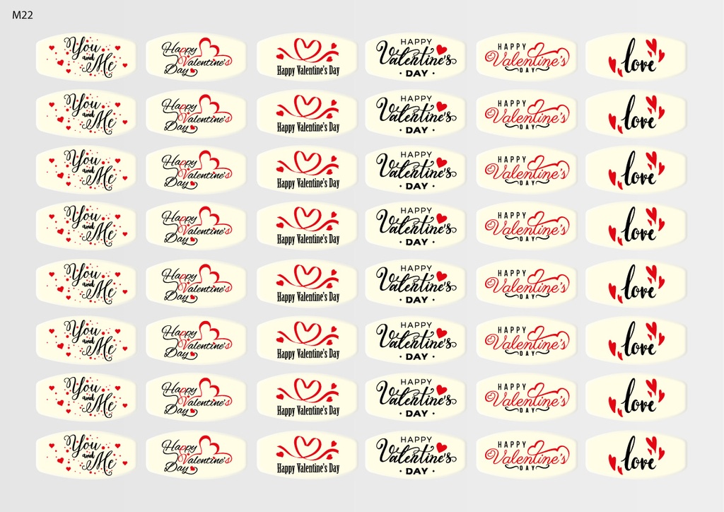 [Pack of Transfer Sheets] Stamp Valentine Decorations (8 designs) - Model 4