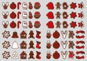 [Pack of Transfer Sheets] Christmas Decorations (21 designs) - 2 colors (Red & White) - For Dark Chocolate