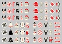 [Pack of Transfer Sheets] Christmas Decorations (21 designs) - 2 colors (Black & Red) - For White Chocolate