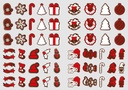 [Pack of Transfer Sheets] Christmas Decorations (20 designs) - 2 colors (Red & White) - For Dark Chocolate