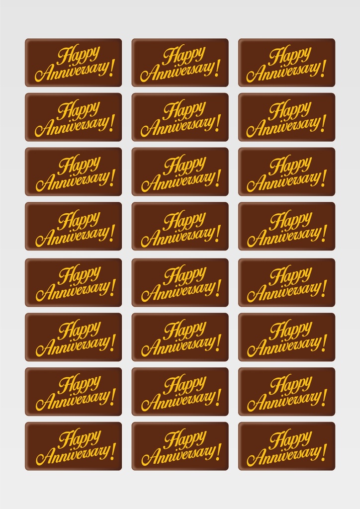 [Pack of Transfer Sheets] Happy Anniversary! Chocolate Transfer Sheets - Available in Gold, White, Black & Red