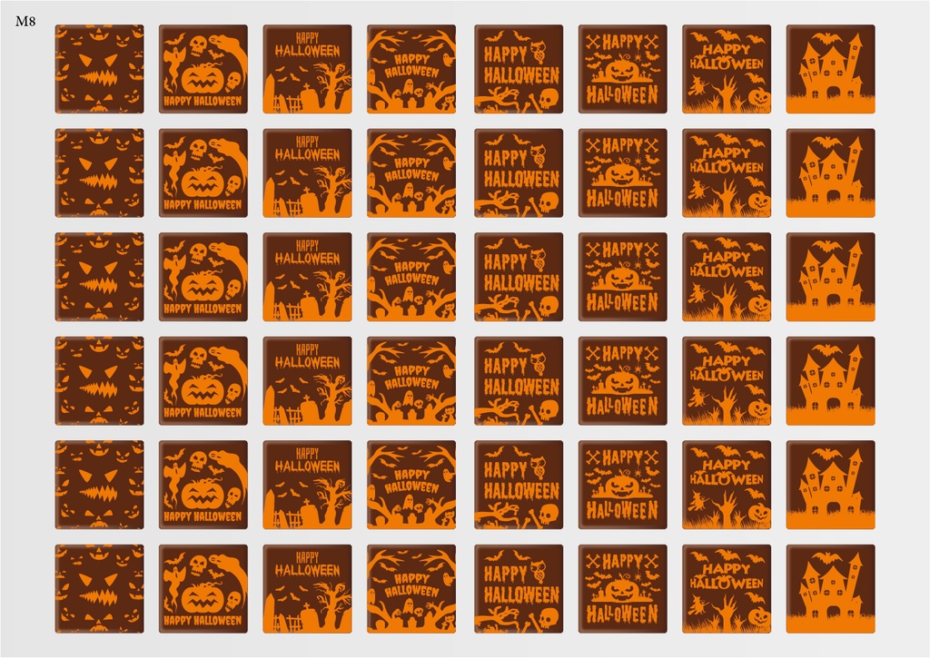 [Pack of Transfer Sheets] Square Halloween Decorations (8 designs) - Model 3 - Available in Orange, White & Black
