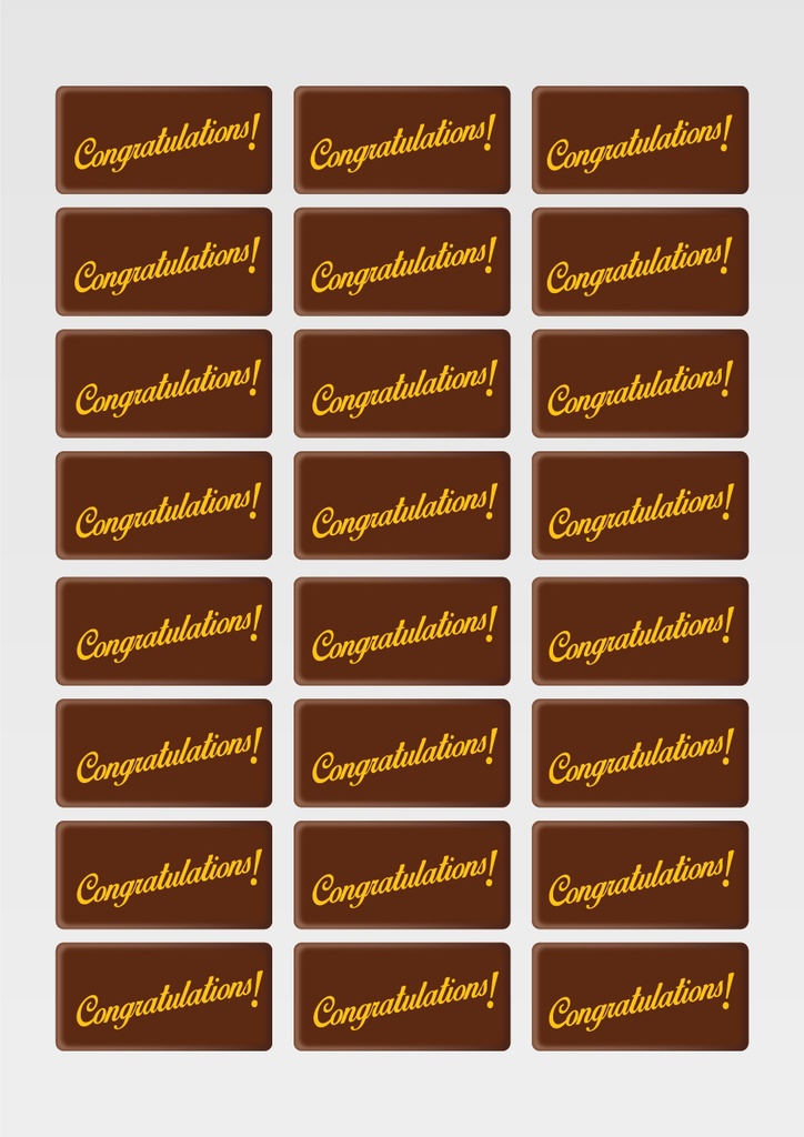 [Pack of Transfer Sheets] Congratulations! Chocolate Transfer Sheets - Available in Gold, White, Black & Red